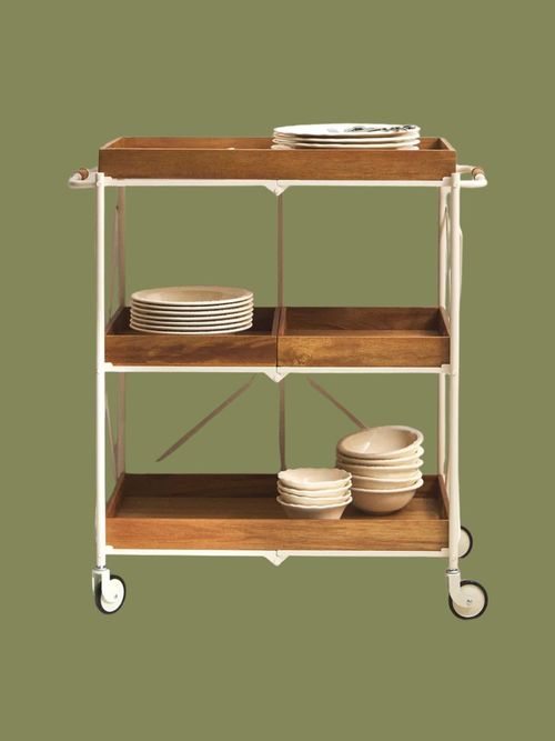Foldable Metal and Wood Waiter Trolley
