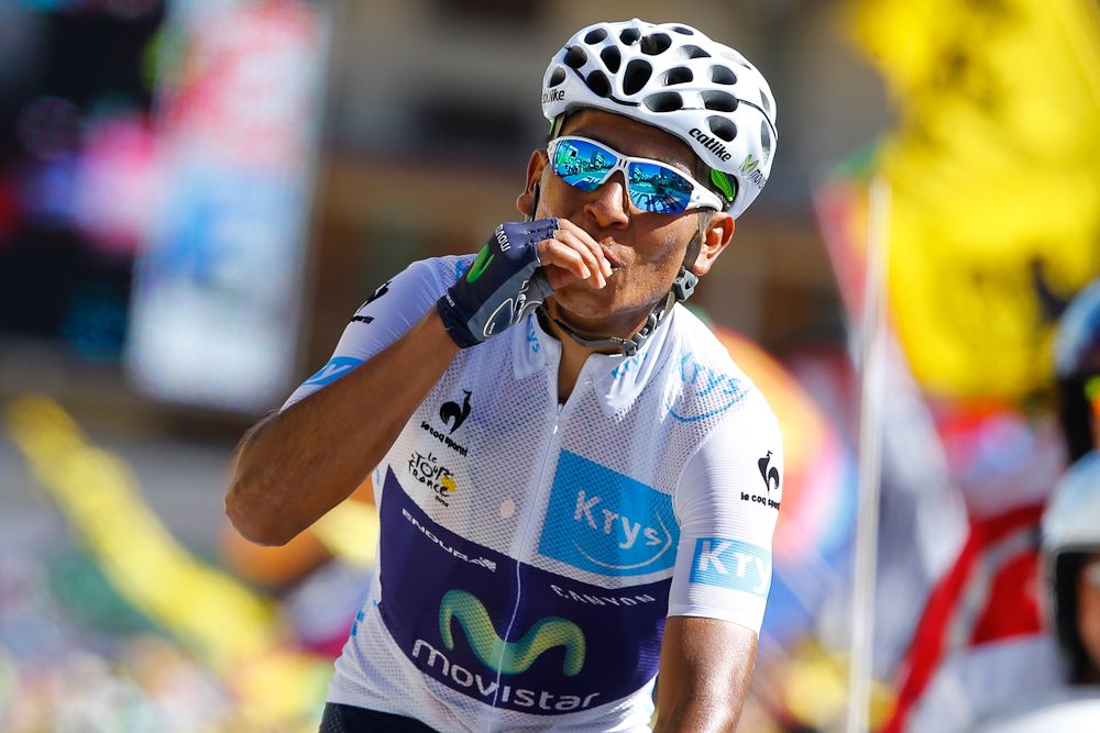 Nairo Quintana finishes stage 20 in second.