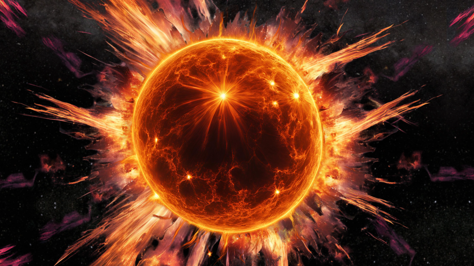 An illustration of a very massive star ejecting vast amounts of matter into space