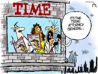 Political Cartoon U.S. Trump Biden Harris Texas lawsuit Time magazine