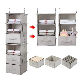 light gray material wardrobe organizer