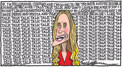 Political cartoon U.S. Donald Trump Kellyanne Conway counselor
