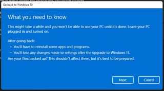 Steps on how to downgrade from Windows 11 to Windows 10