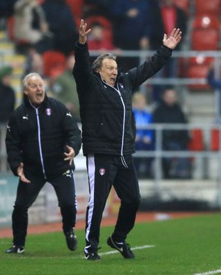 Neil Warnock, pictured here managing against Middlesbrough, kept Rotherham up in 2016