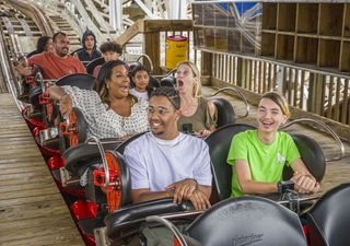 Alison Hammond and son Aidan ride a roller coaster