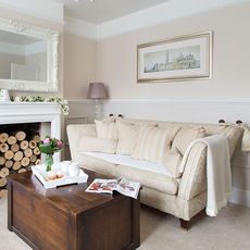 living room with grey sofa set