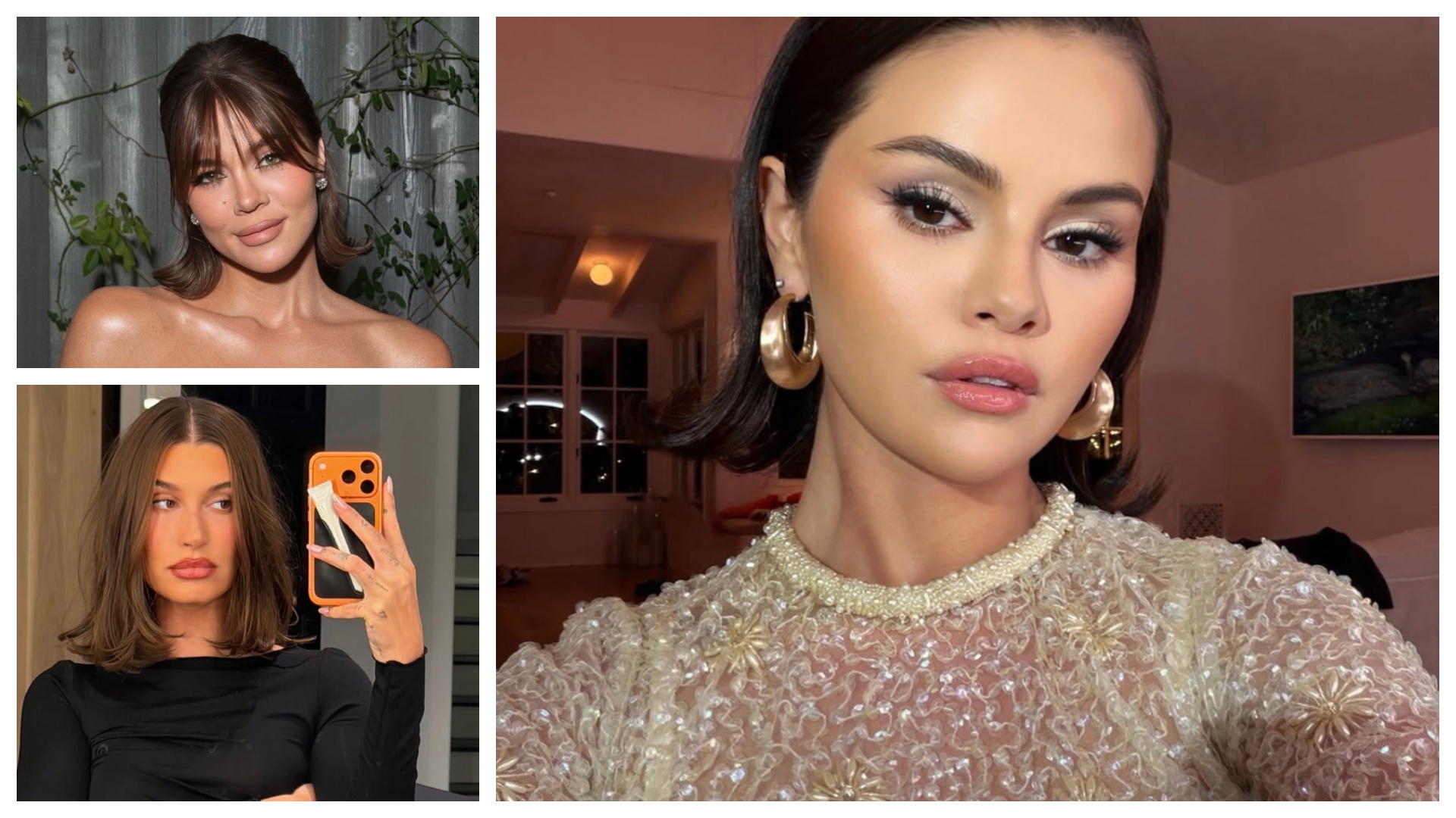 collage of celebrities with winter haircuts