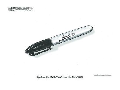 Editorial cartoon Charlie Hebdo free speech