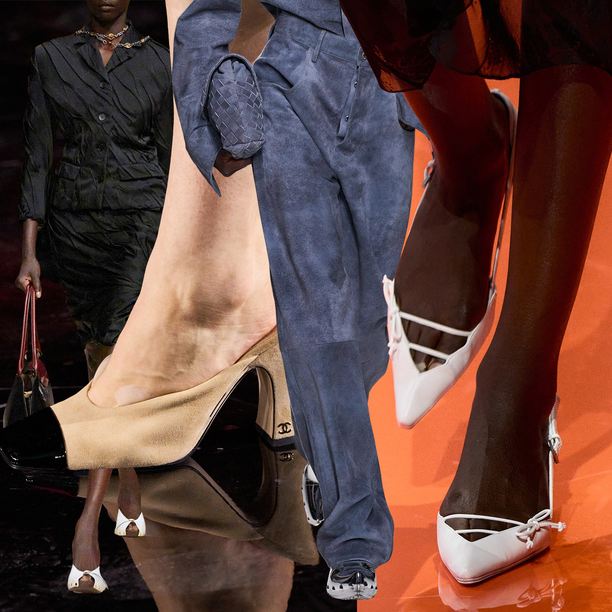 A collage featuring the best shoes from the spring summer 2026 runways.