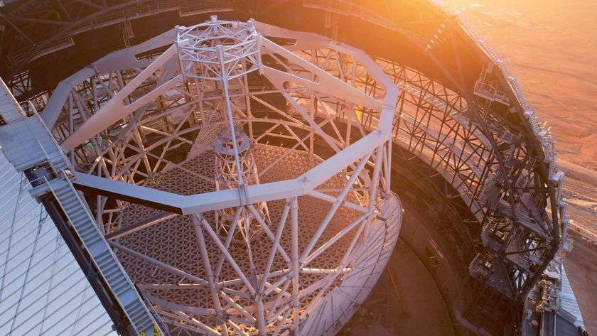 the skeletal frame of a large domed structure