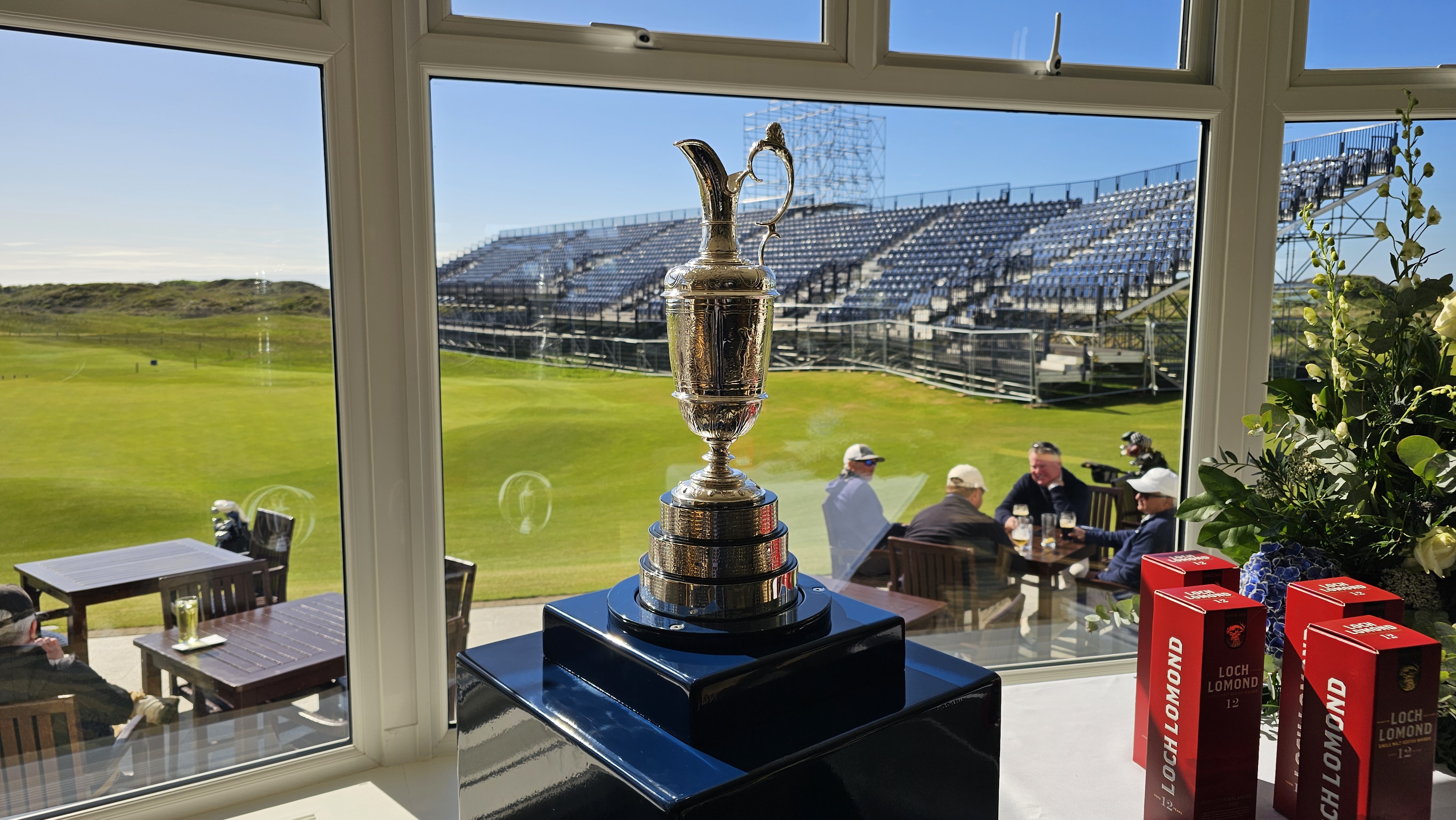 The Claret Jug in the window of the Royal Birkdale clubhouse