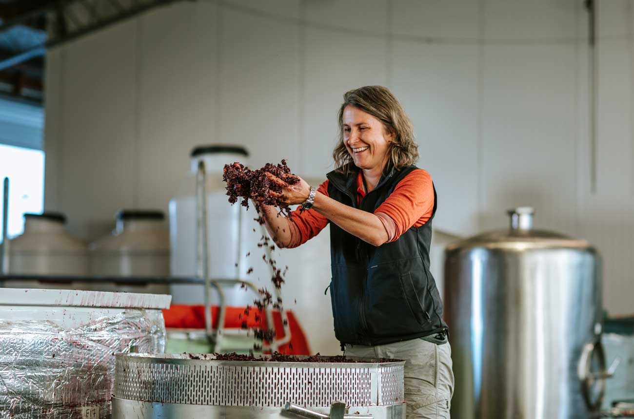 Jen Parr in the winery at Valli Wine Central Otago