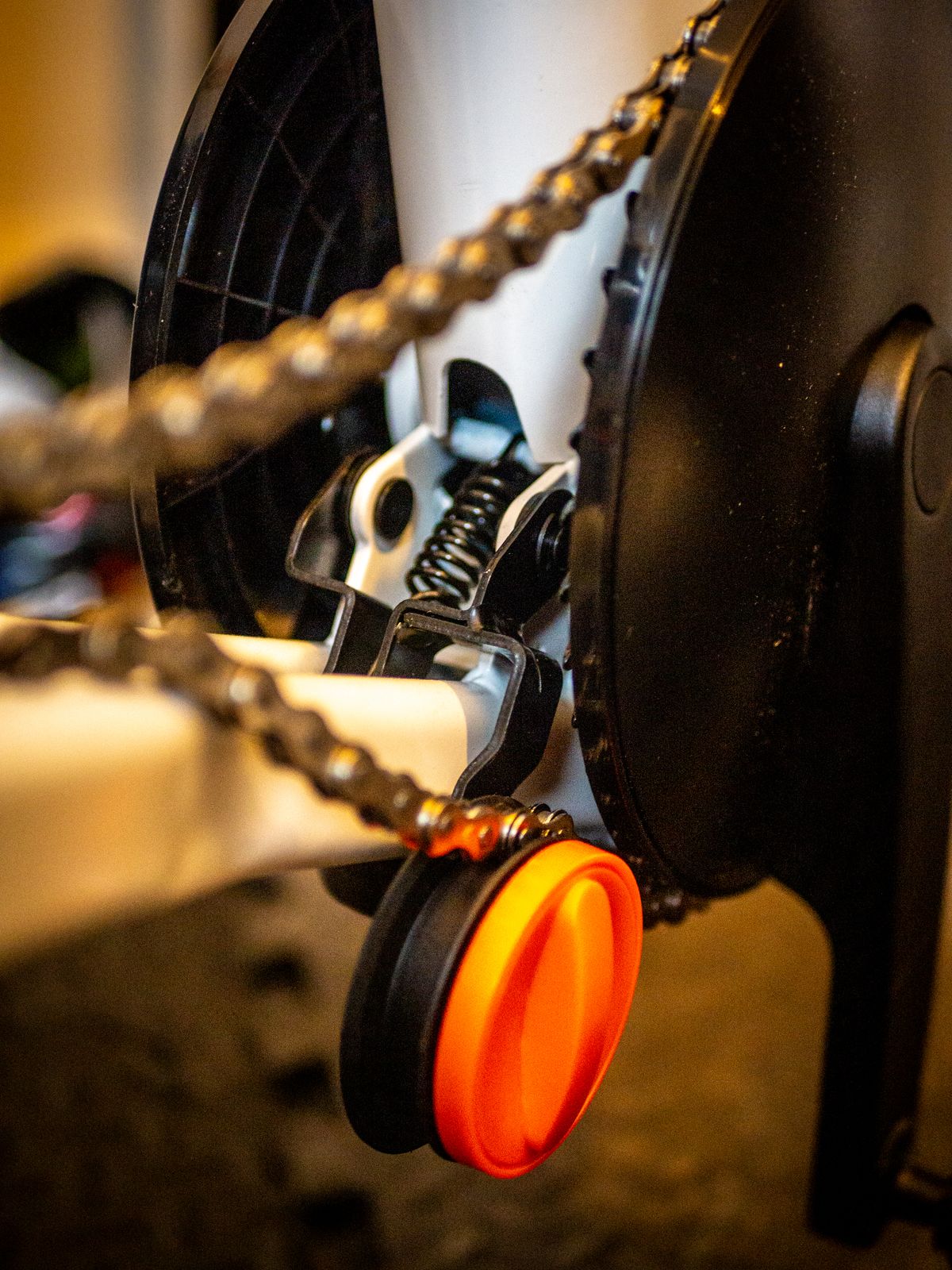 Close up details of the Zwift Ride indoor bike