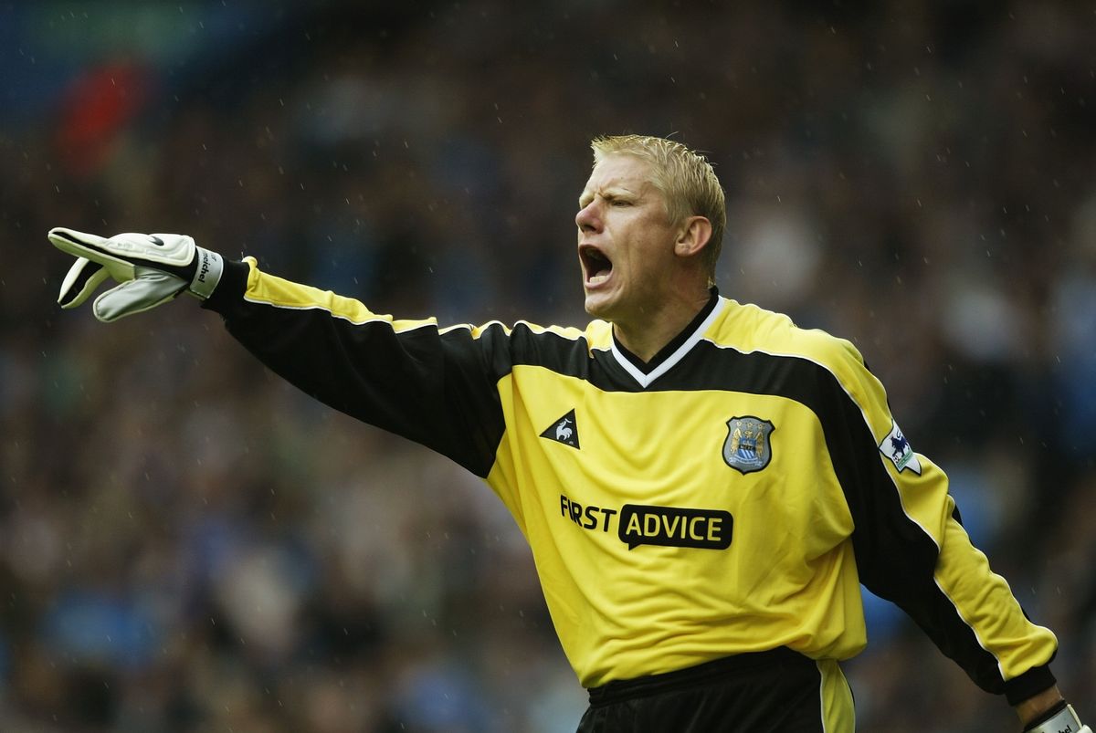Peter Schmeichel in action for Manchester City against Newcastle in August 2002