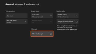 Xbox Series X audio settings