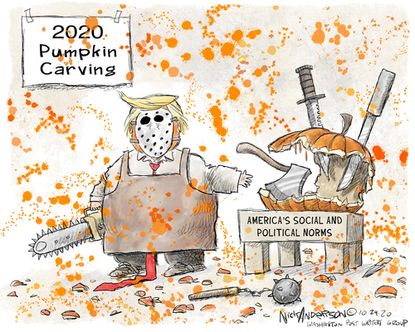 Political Cartoons U.S. Trump pumpkin carving