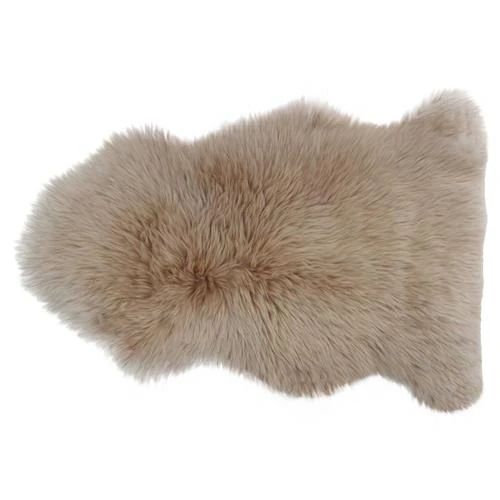 Kathy Kuo Home, Silas Beige Wool Sheepskin Single Pelt Fur Rug