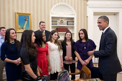 Aly Raisman, Gabby Douglas, McKayla Maroney, and Kyla Ross With Barack Obama