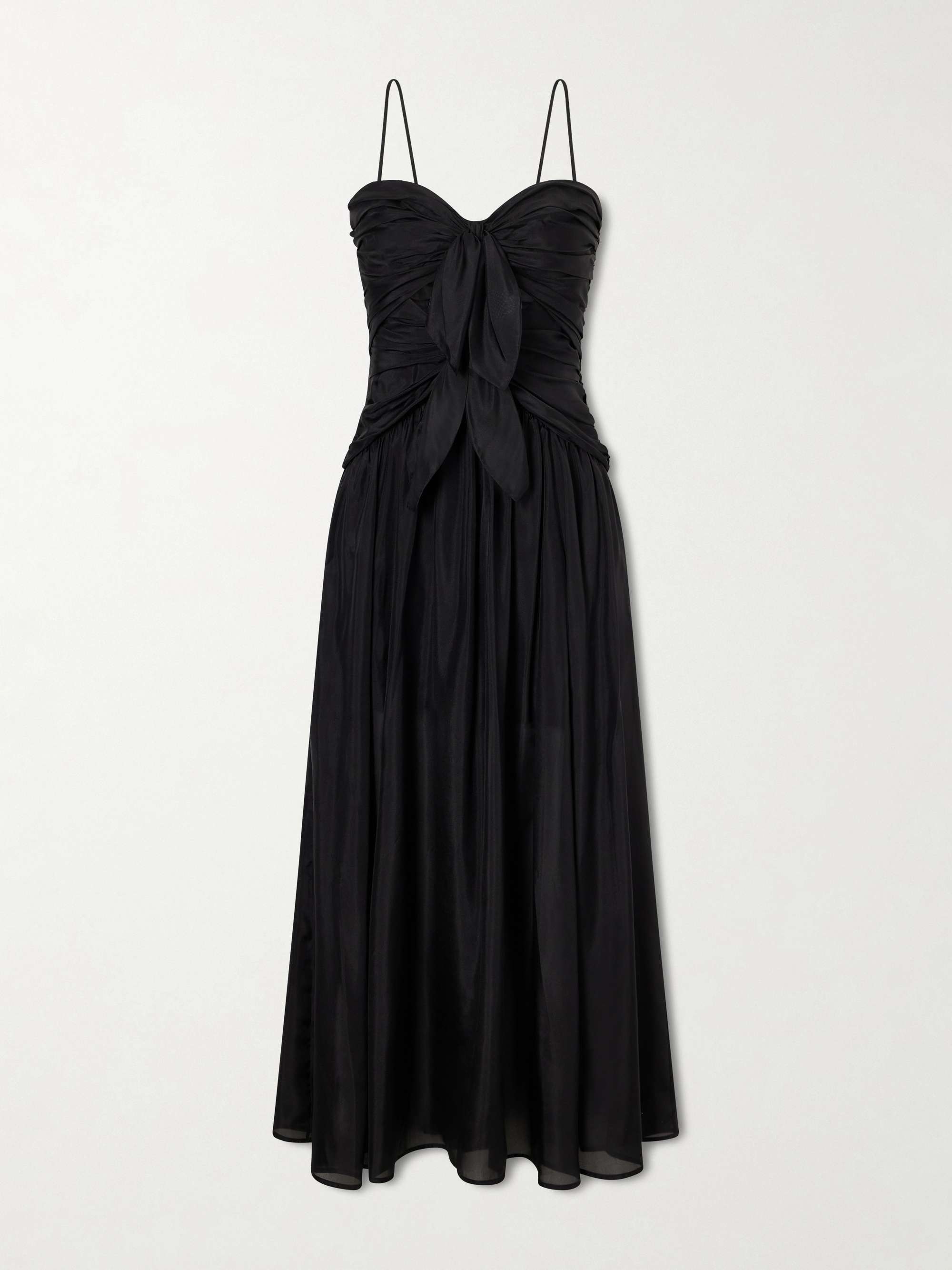 Aster Cutout Gathered Silk-Chiffon Midi Dress