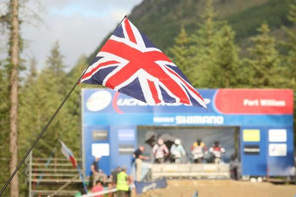 Union Jack flies over the start house.