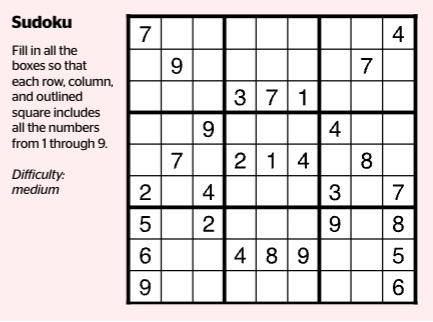 A sudoku puzzle.