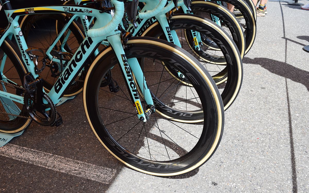Jumbo-Visma have stuck firmly with their tried and tested Vittoria tubular tyres