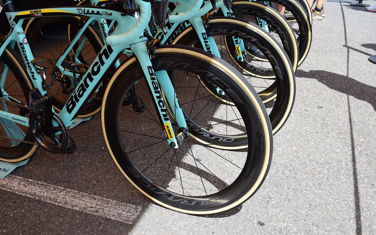 Jumbo-Visma have stuck firmly with their tried and tested Vittoria tubular tyres