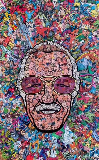 Stan Lee portrait made up of his characters