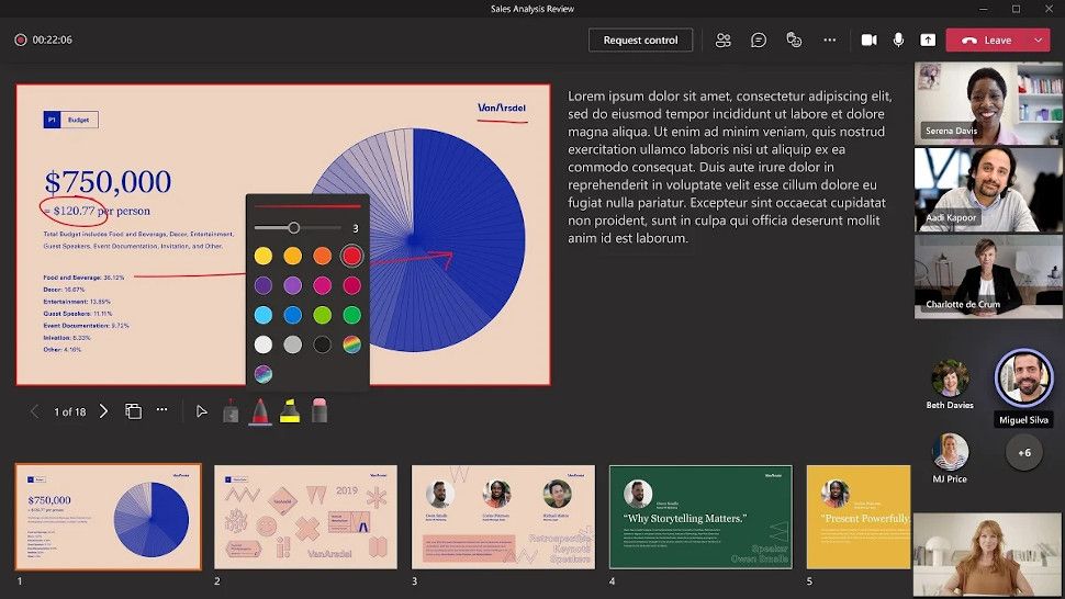 Microsoft Teams Powerpoint Live annotations