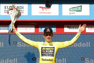 Race leader Jonas Vingegaard after stage 5 of the Itzulia Basque Country