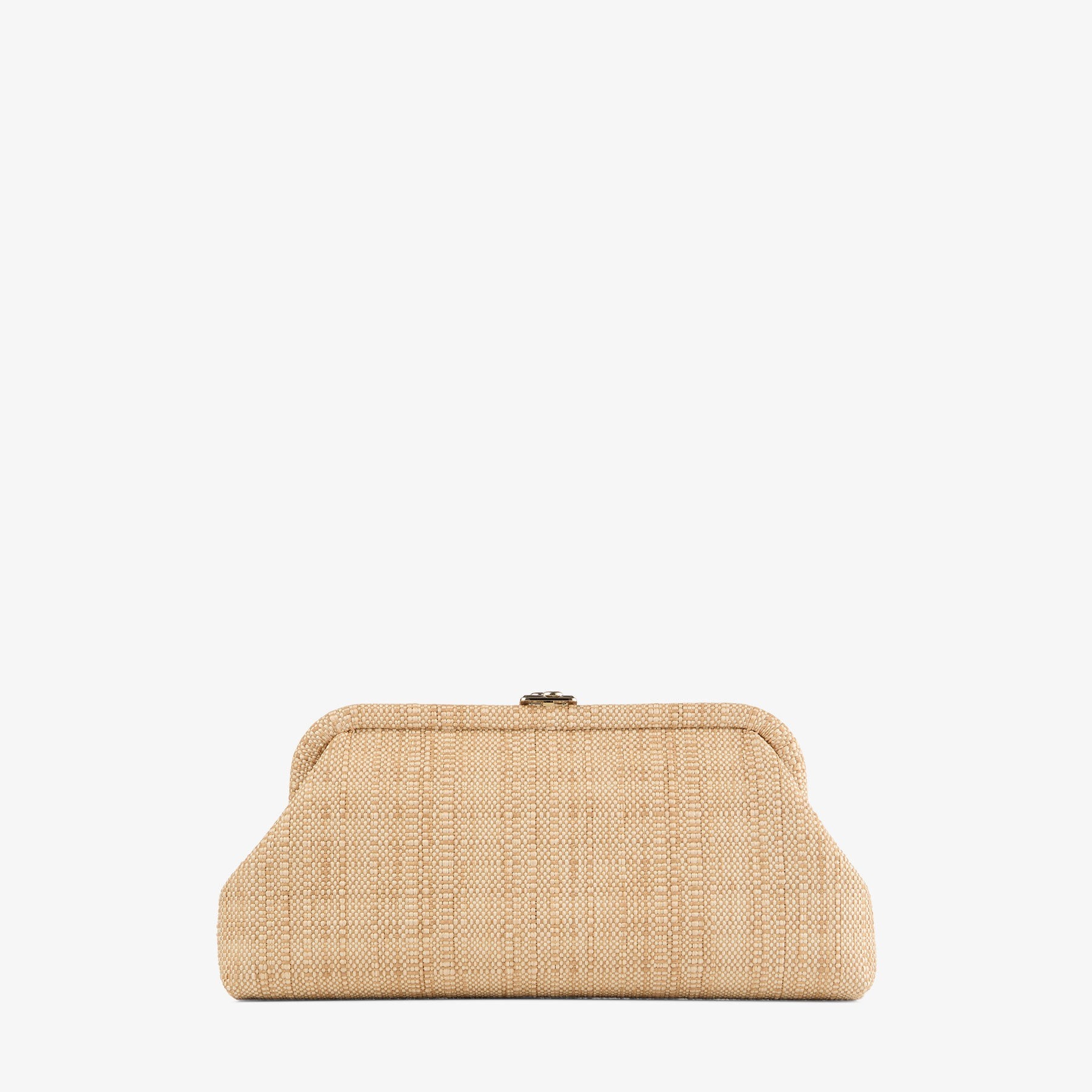 Jimmy Choo, Skylar Natural Fine Raffia Clutch Bag with Square JC Clasp