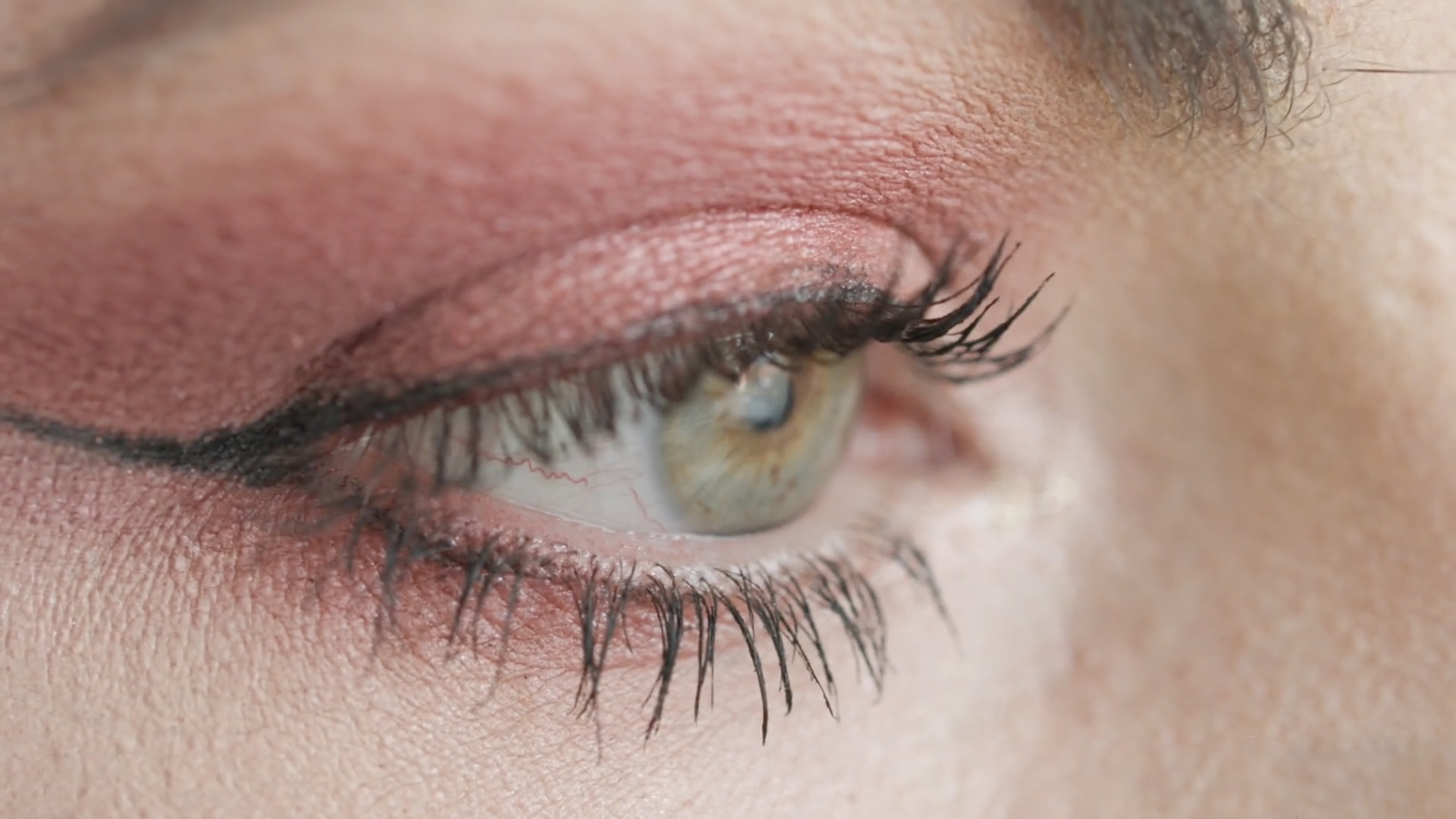 Close-up of a woman's eye, wearing makeup, taken on the Canon EOS C70