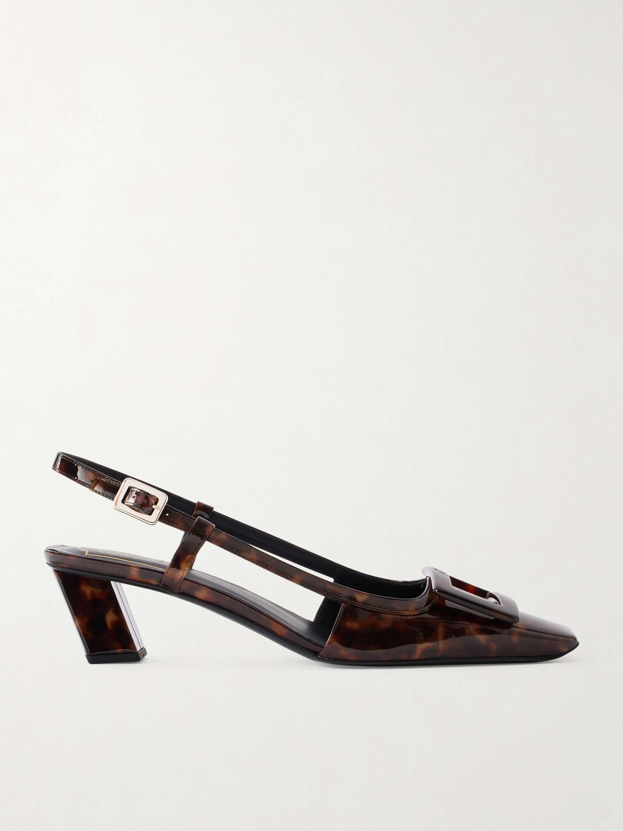 Belle Vivier 45 Animal-Print Patent-Leather Slingback Pumps