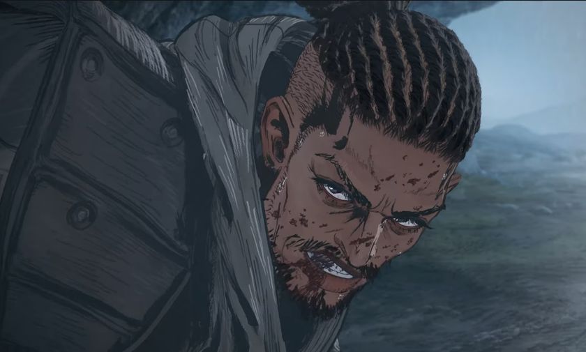 An angry man with blood on his face