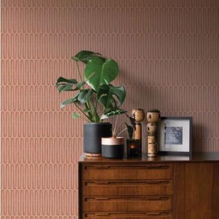 Pink, red and white patterned wallpaper from Wayfair