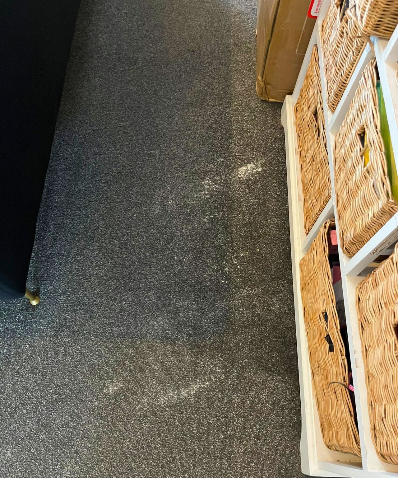 After flour test on carpet shows some flour left
