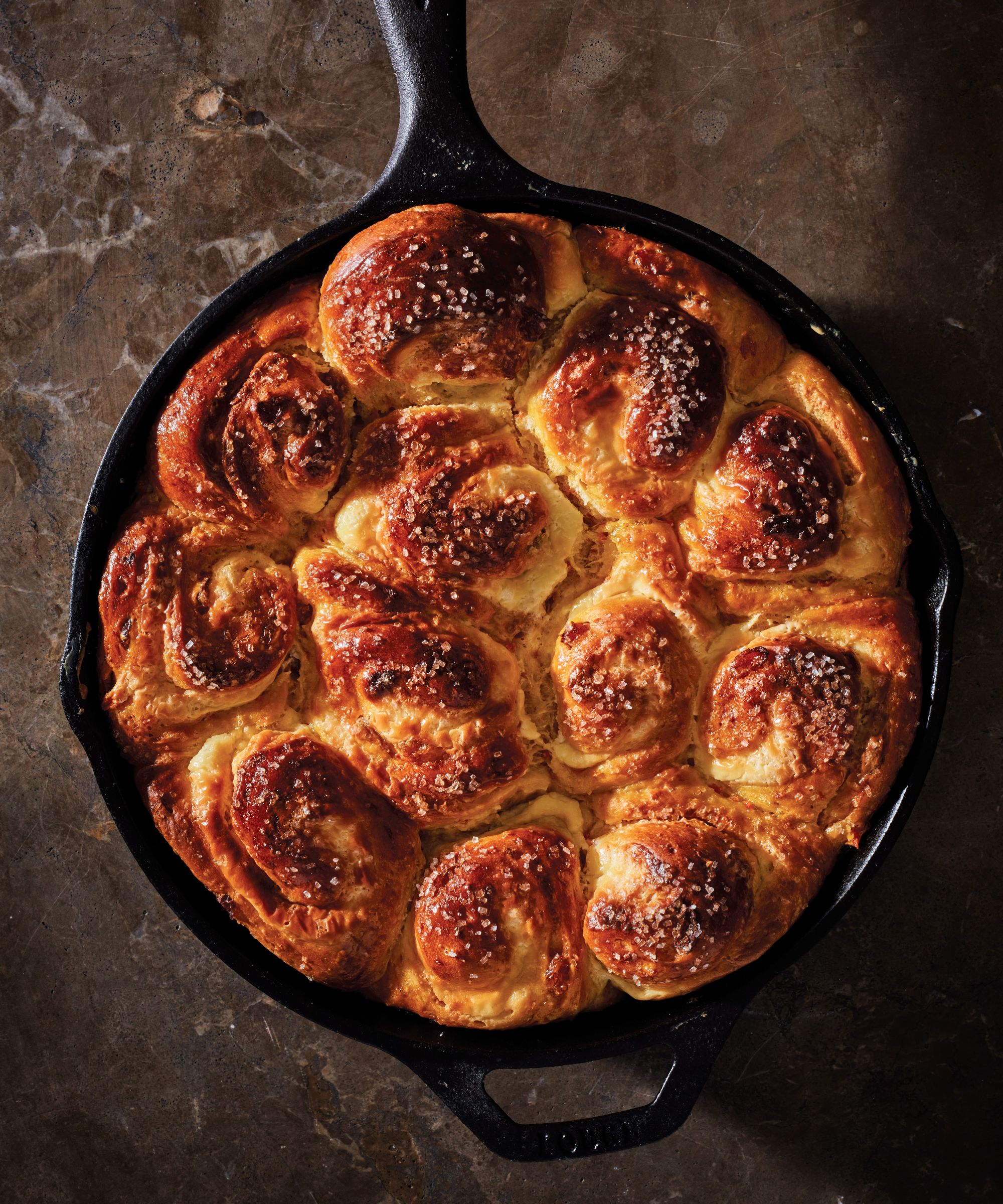 Carrot cake buns in a skillet pan
