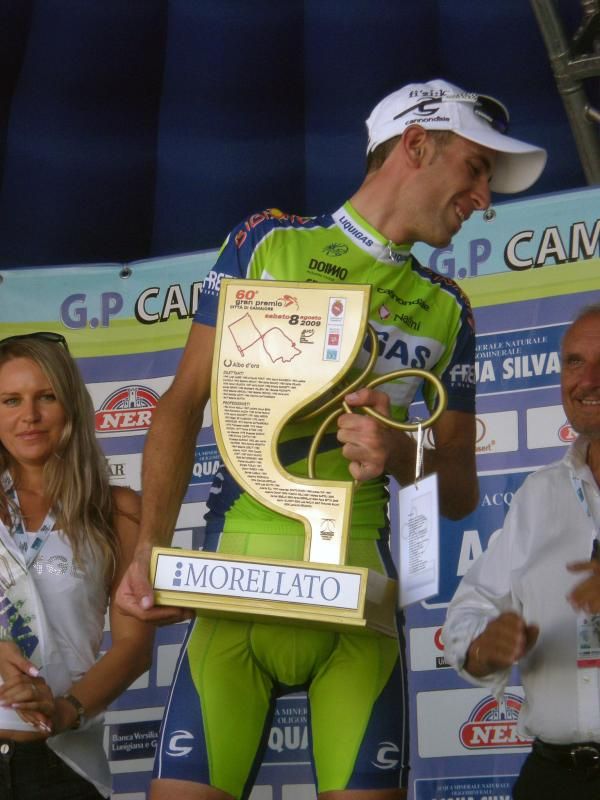 Vincenzo Nibali gets a nice trophy for winning.