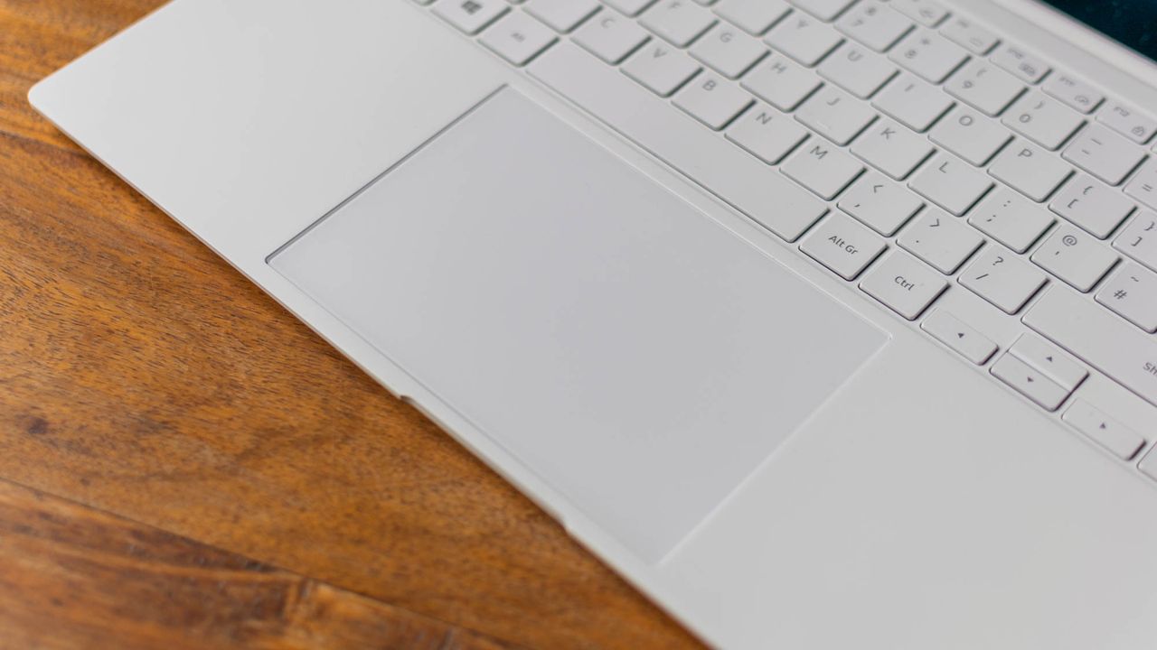 A closeup of the Samsung Galaxy Book Pro's trackpad