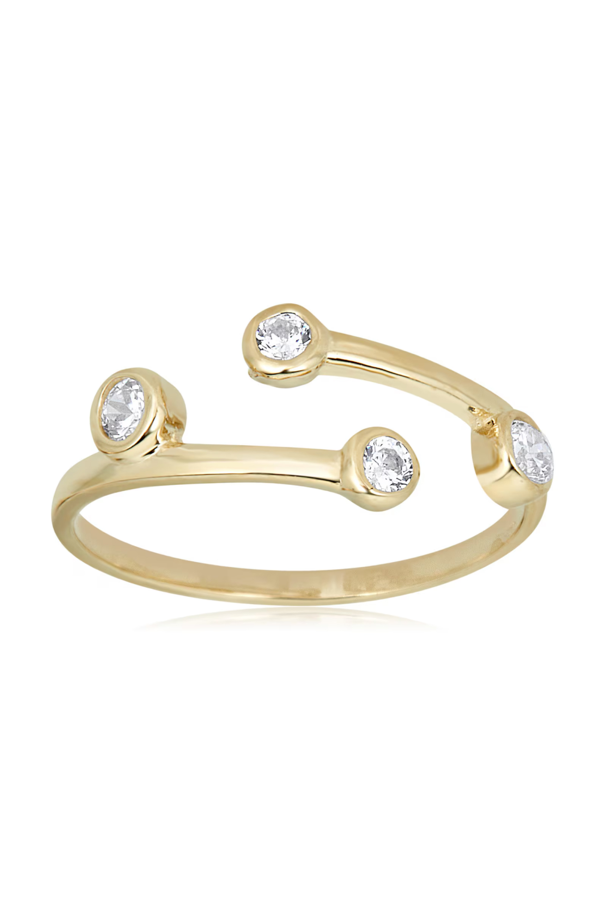 Avora Jewelry, 10K Yellow Gold Adjustable Bypass Toe Ring with Bezel-set Simulated Diamond CZ