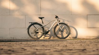 An e-bike against a wall