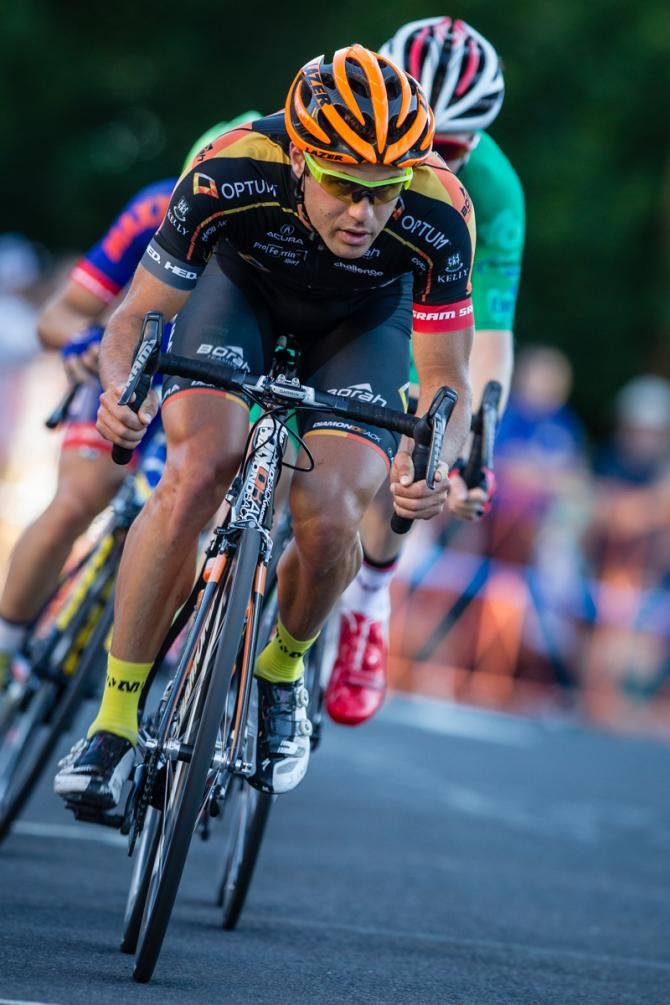 Jesse Anthony (Optum) takes a turn on the front of the break.