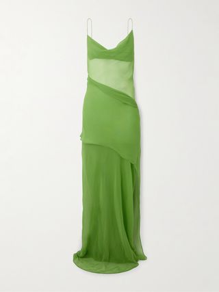 Draped Layered Silk-Georgette Maxi Dress