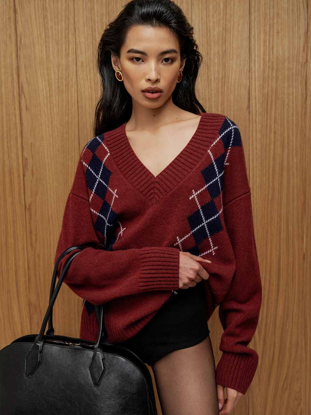 Jadey Cashmere Oversized V-Neck Sweater