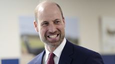 Prince William, Prince of Wales smiles during a visit to RAF Benson on October 15, 2025