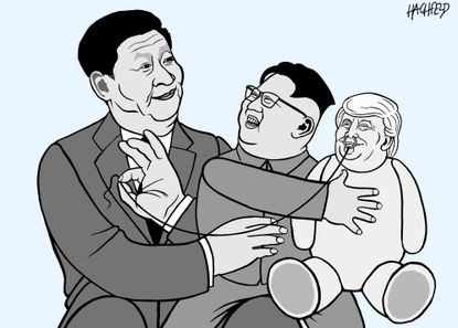 Political cartoon World Trump Kim Jong Un Xi Jinping China North Korea