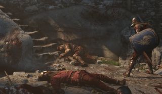 A knight standing among corpses