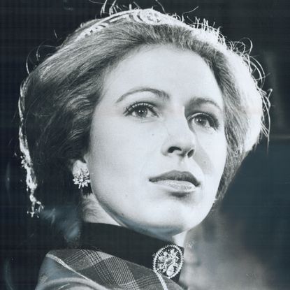 Princess Anne wearing a tiara and a choker in 1974