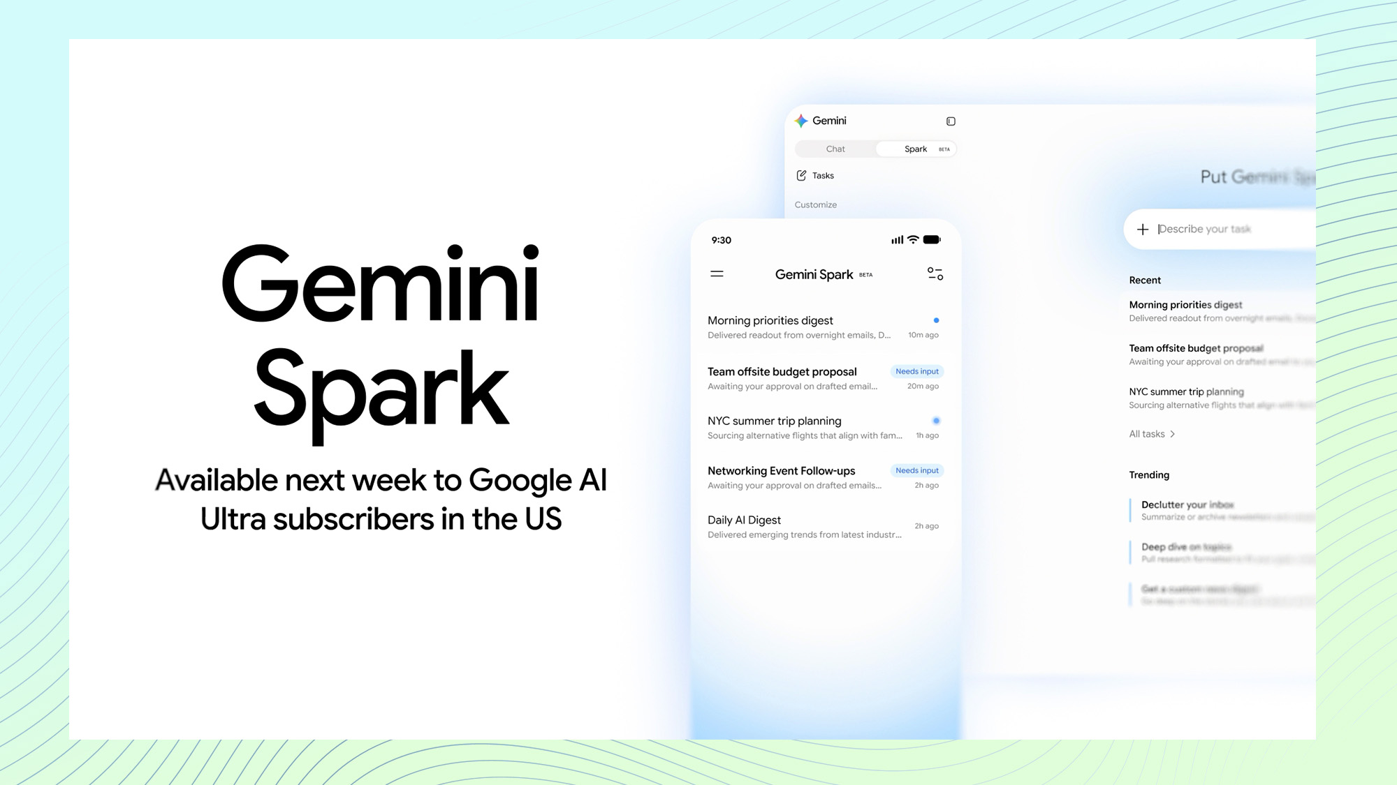 Gemini Spark info sheet from Google I/O 2026