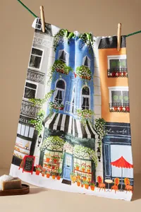 Anthropologie Flower Stand Embroidered Dish Towel